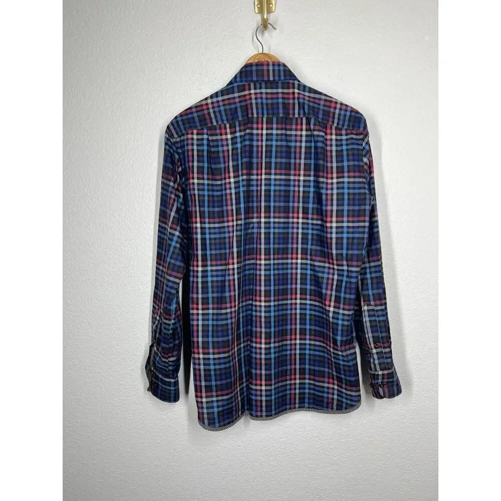 Hammer Made Plaid Button Front Shirt Mens 38/15 Multicolor Long Sleeves